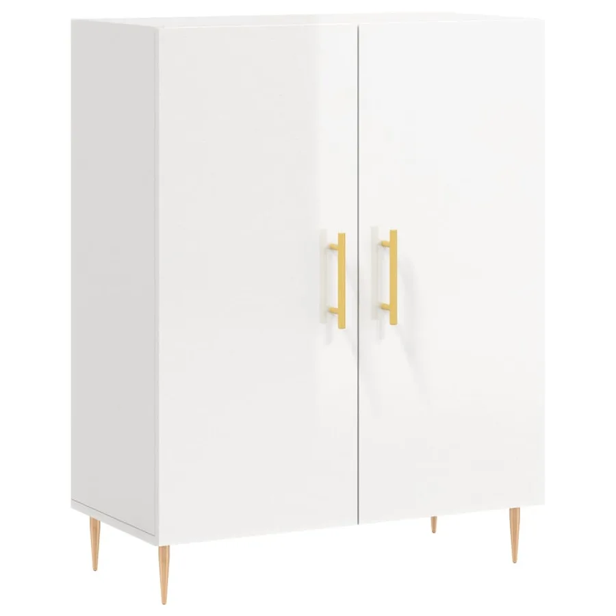 Buffet Blanc brillant 69,5x34x90 cm Bois d'ingénierie - 2