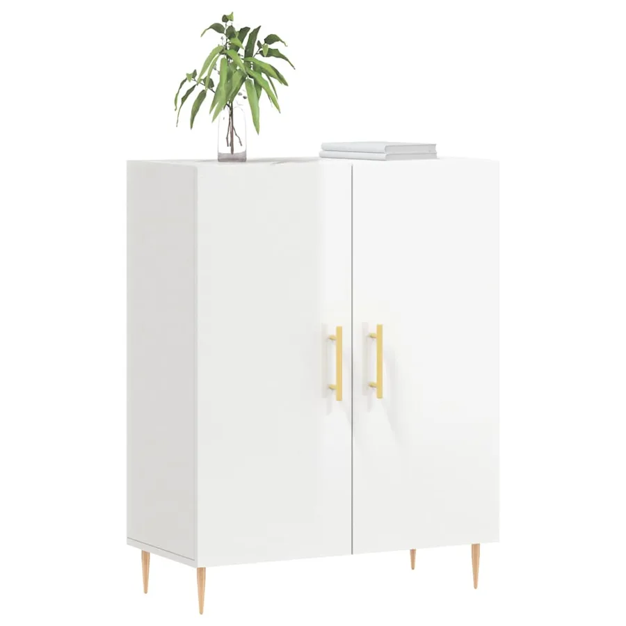 Buffet Blanc brillant 69,5x34x90 cm Bois d'ingénierie - 3