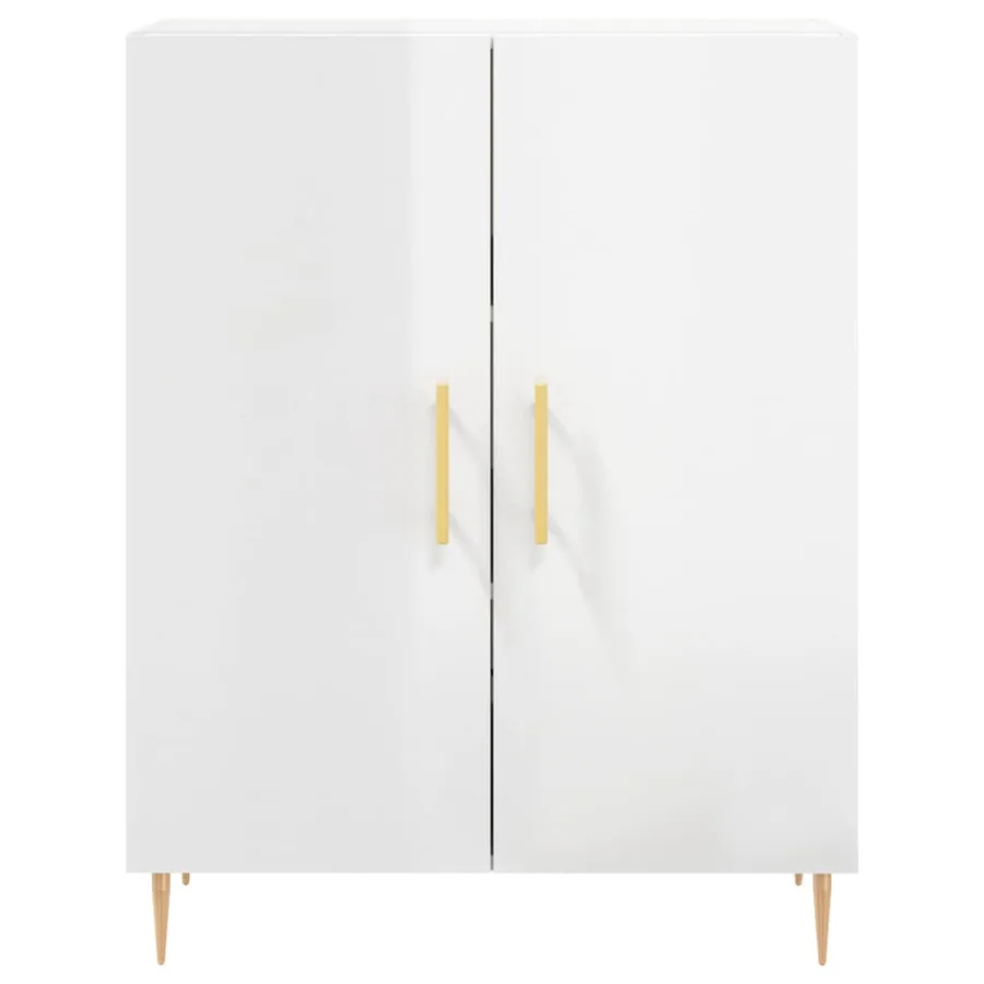 Buffet Blanc brillant 69,5x34x90 cm Bois d'ingénierie - 5