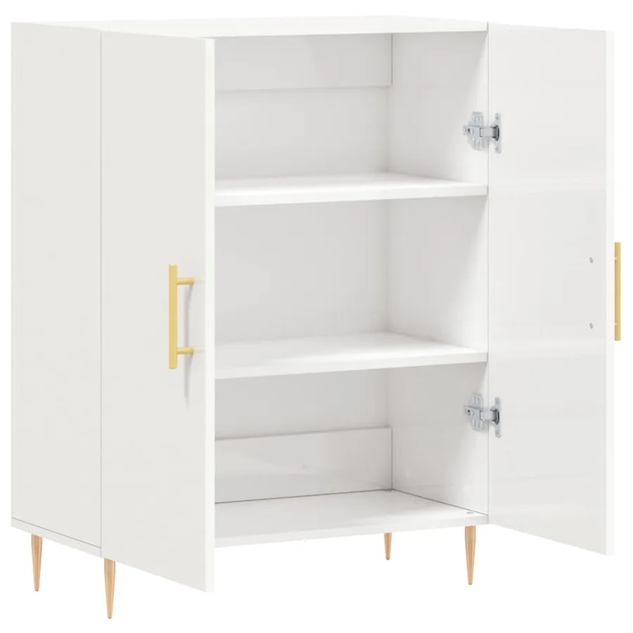 Buffet Blanc brillant 69,5x34x90 cm Bois d'ingénierie - 6