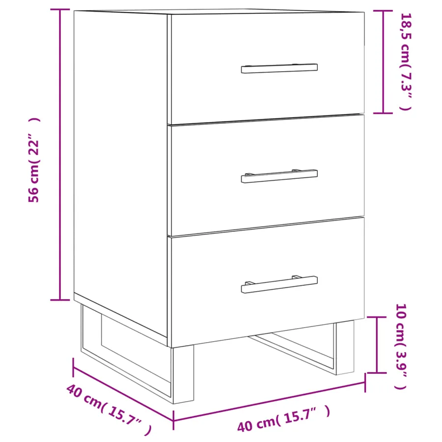 Table de chevet gris béton 40x40x66 cm bois d'ingénierie - 12