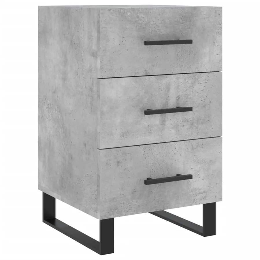 Table de chevet gris béton 40x40x66 cm bois d'ingénierie - 2