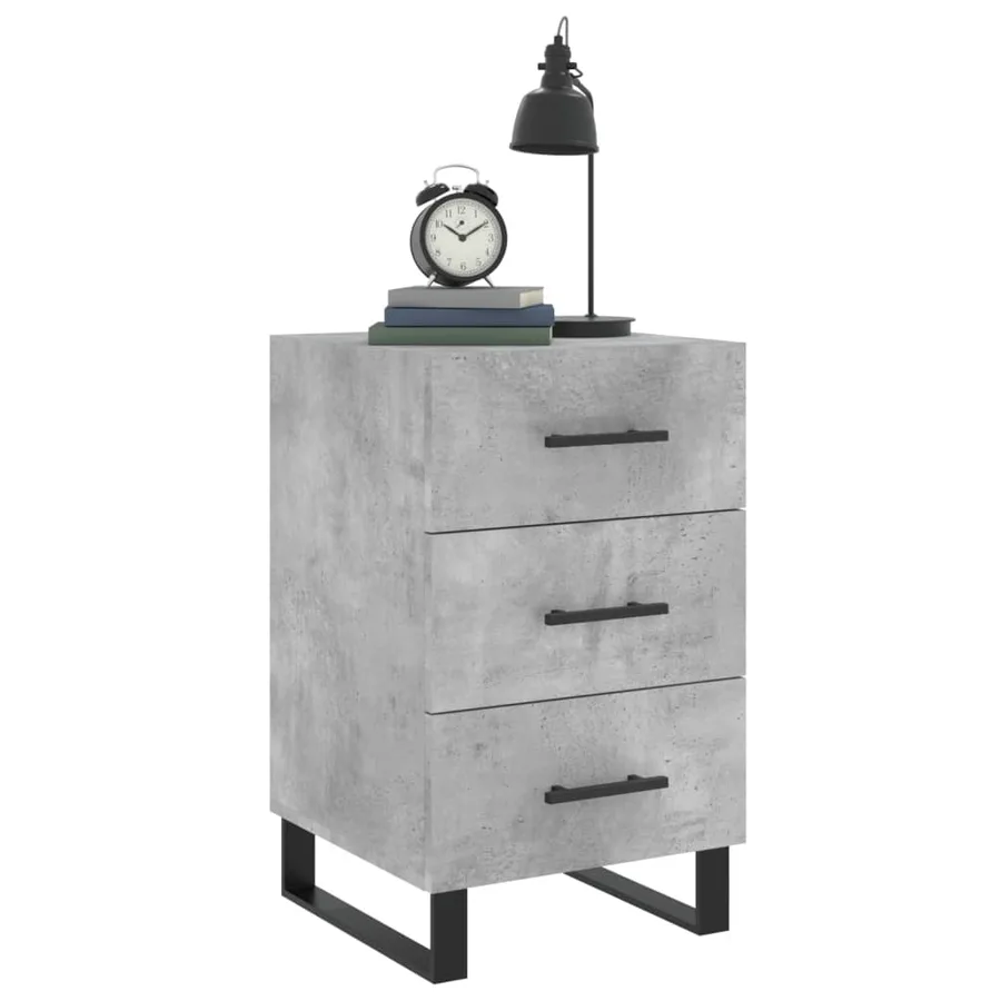 Table de chevet gris béton 40x40x66 cm bois d'ingénierie - 3