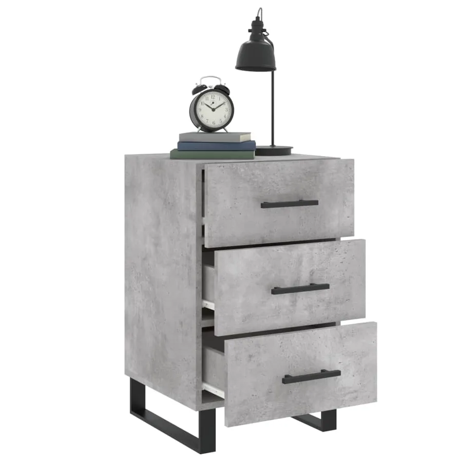 Table de chevet gris béton 40x40x66 cm bois d'ingénierie - 4