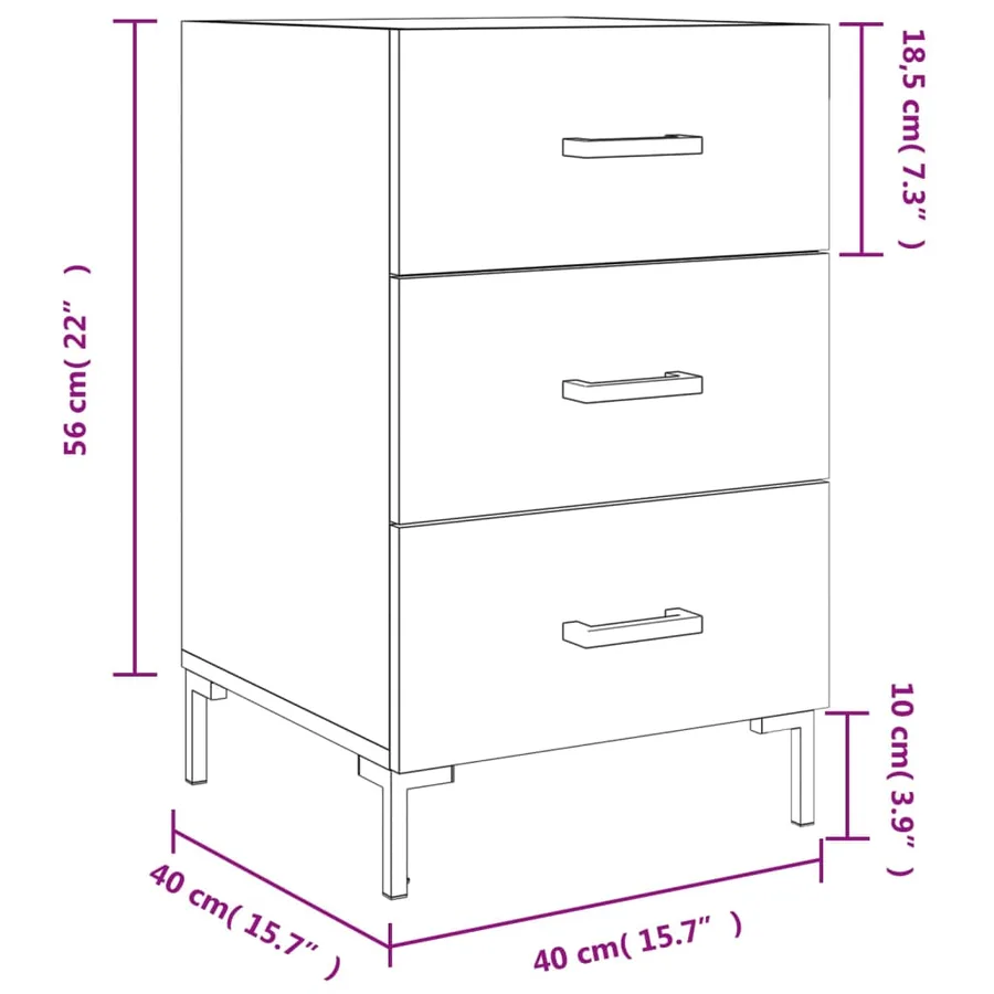 Table de chevet blanc 40x40x66 cm bois d'ingénierie - 12