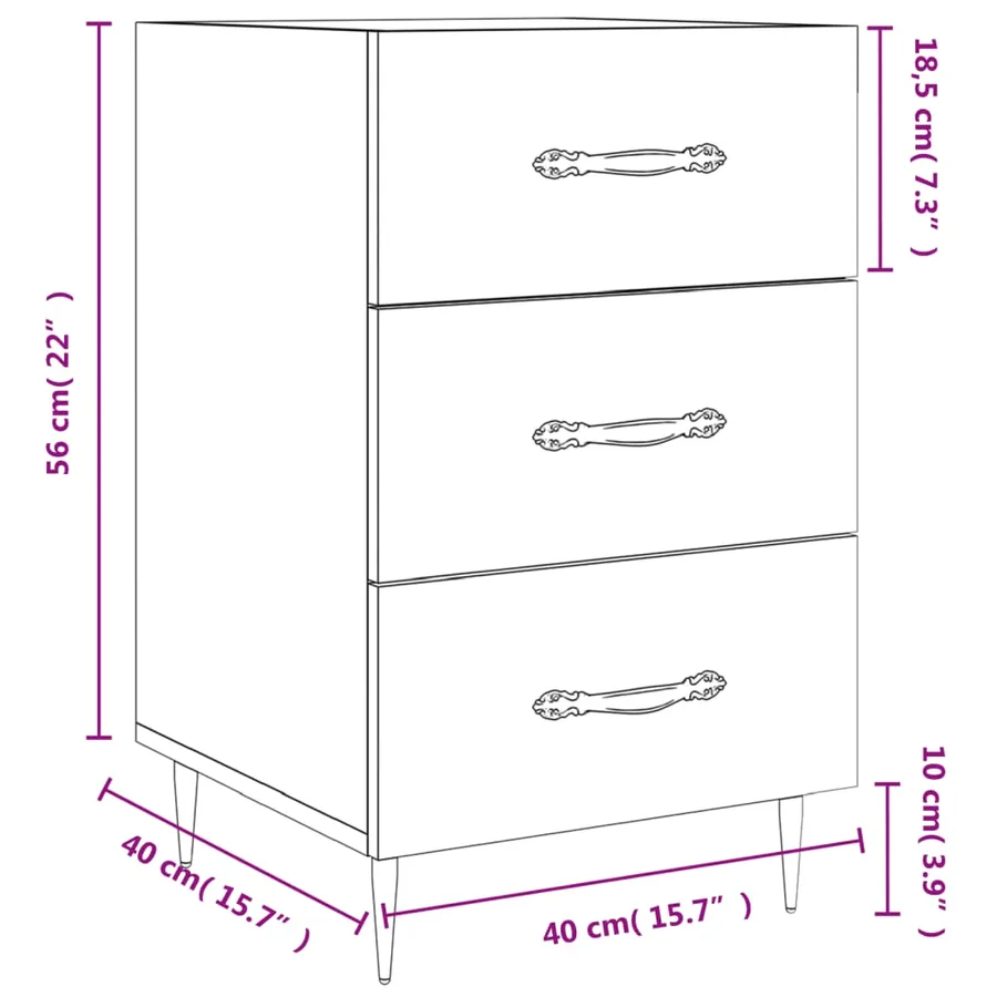 Table de chevet blanc 40x40x66 cm bois d'ingénierie - 12