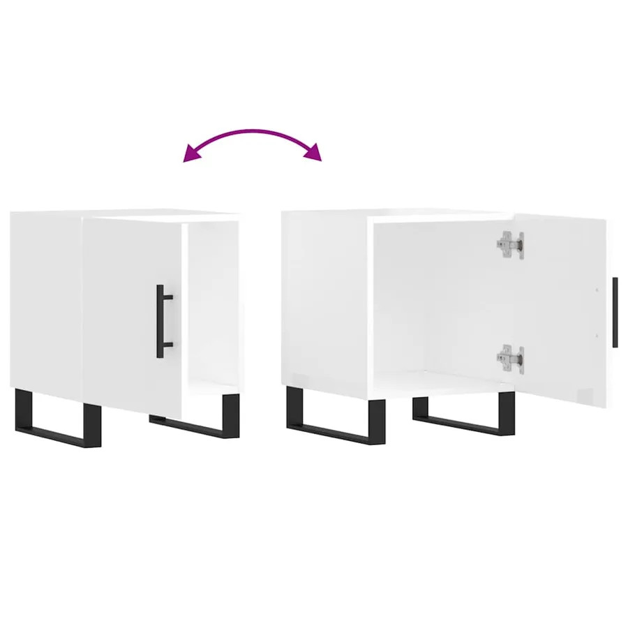 Tables de chevet 2 pcs blanc brillant 40x40x50 cm - 10