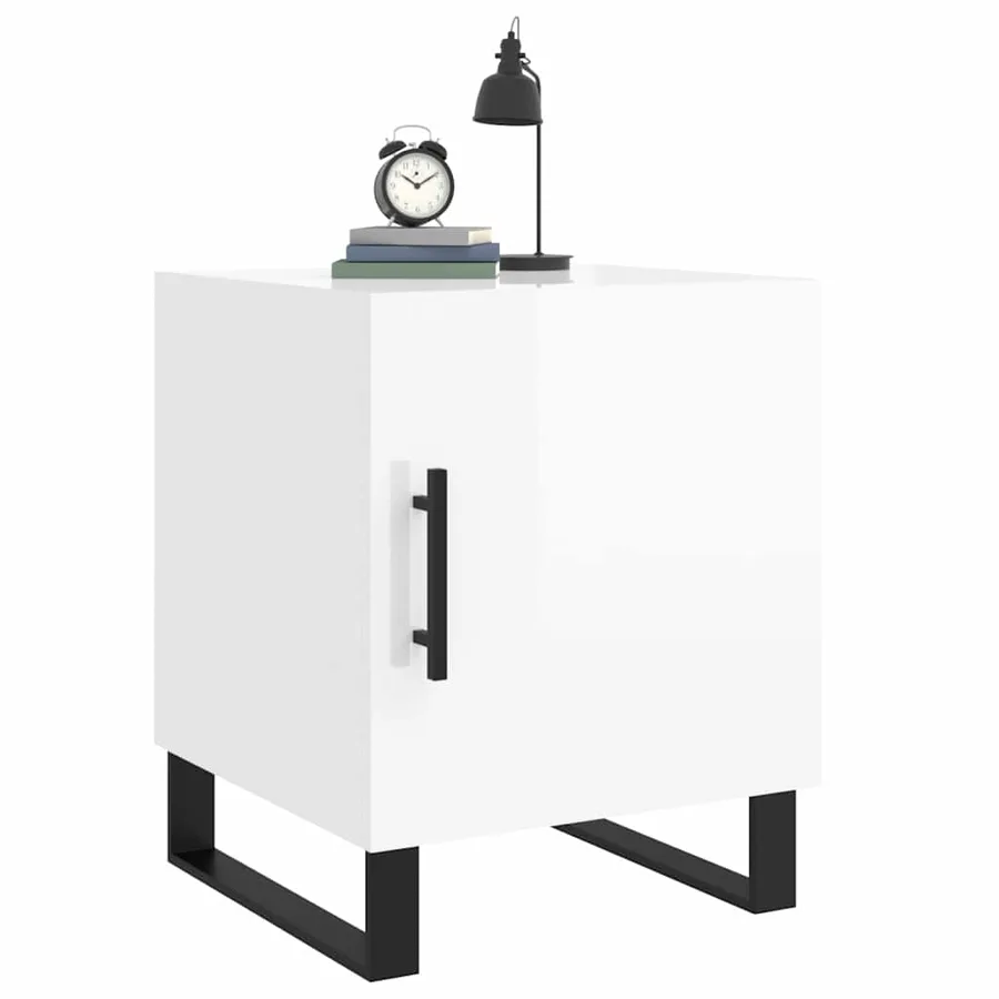 Tables de chevet 2 pcs blanc brillant 40x40x50 cm - 4