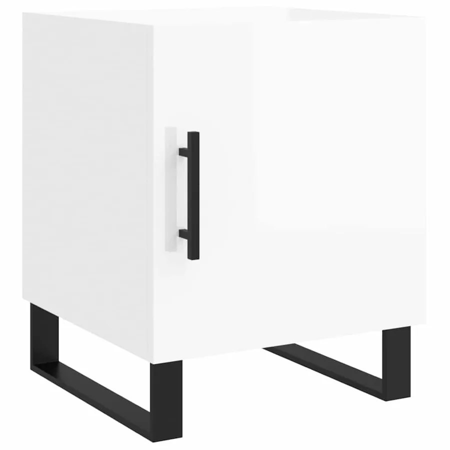 Tables de chevet 2 pcs blanc brillant 40x40x50 cm - 6