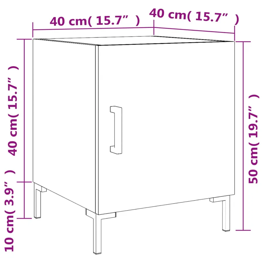 Tables de chevet 2pcs chêne marron 40x40x50cm bois d'ingénierie - 14
