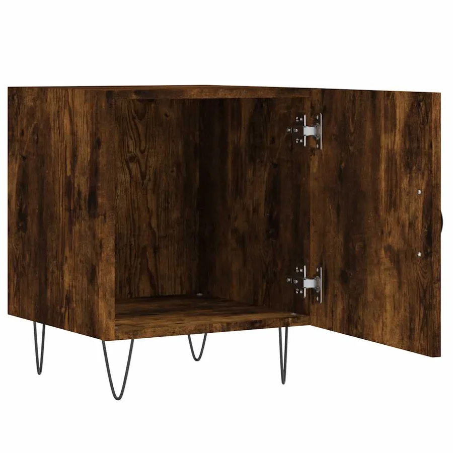 Table de chevet chêne fumé 40x40x50 cm bois d'ingénierie - 5