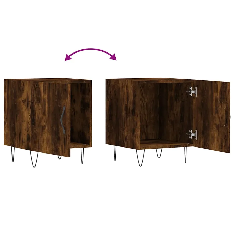 Table de chevet chêne fumé 40x40x50 cm bois d'ingénierie - 9