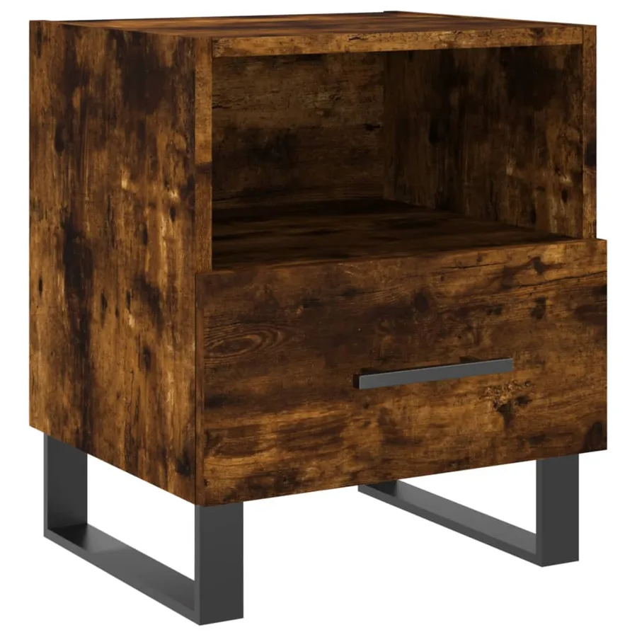 Table de chevet chêne fumé 40x35x47,5 cm bois d’ingénierie - 2