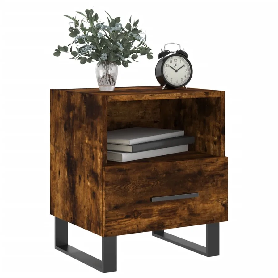 Table de chevet chêne fumé 40x35x47,5 cm bois d’ingénierie - 8