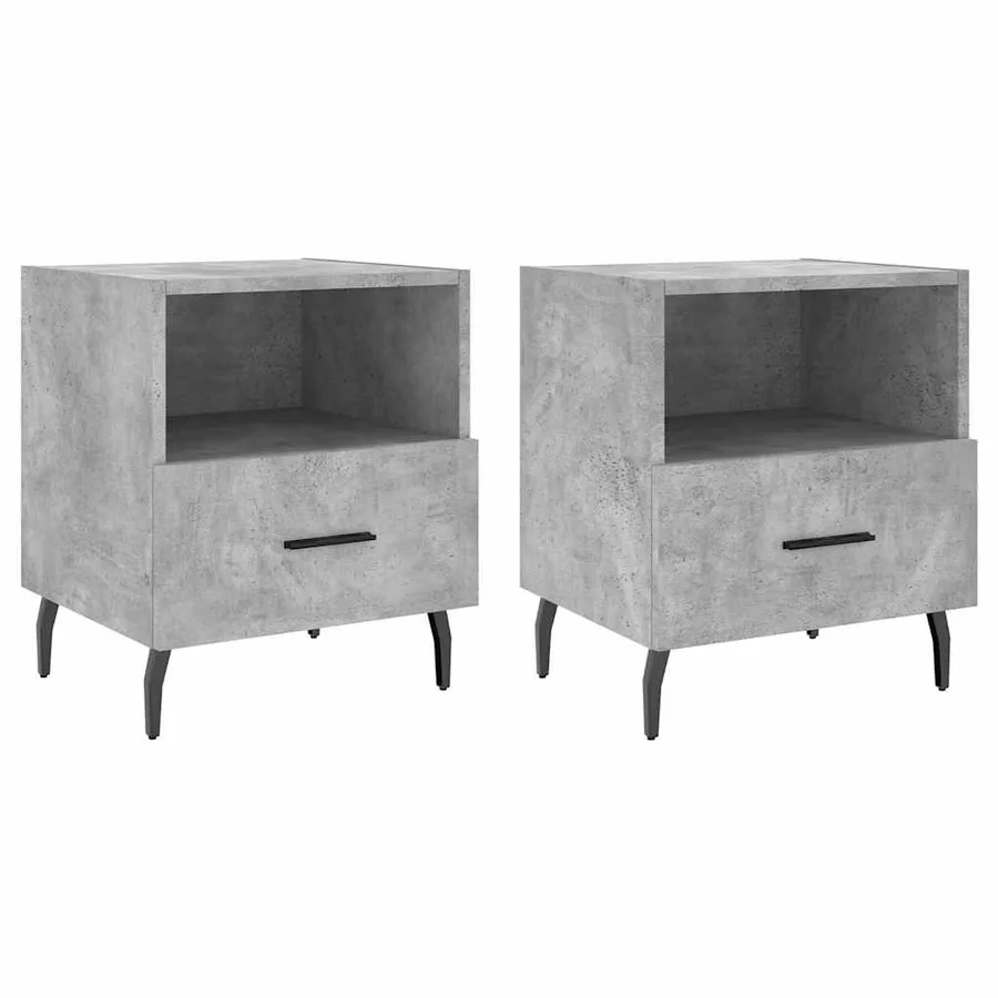Tables de chevet 2pcs gris béton 40x35x47,5cm bois d’ingénierie - 2