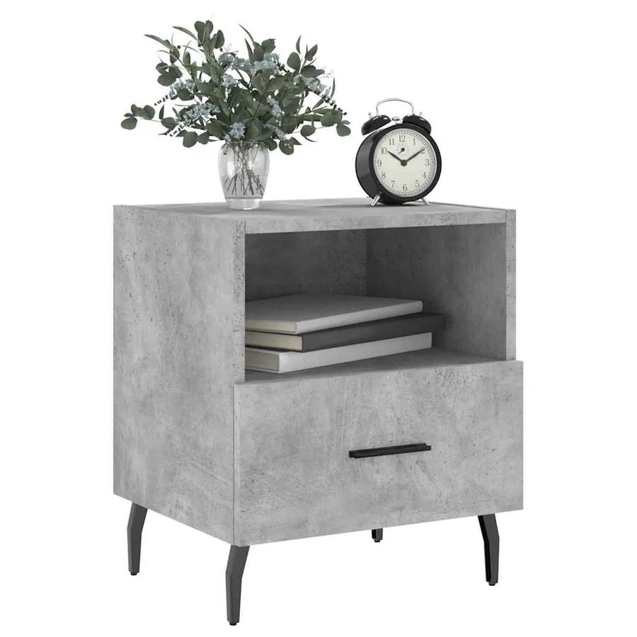 Tables de chevet 2pcs gris béton 40x35x47,5cm bois d’ingénierie - 4