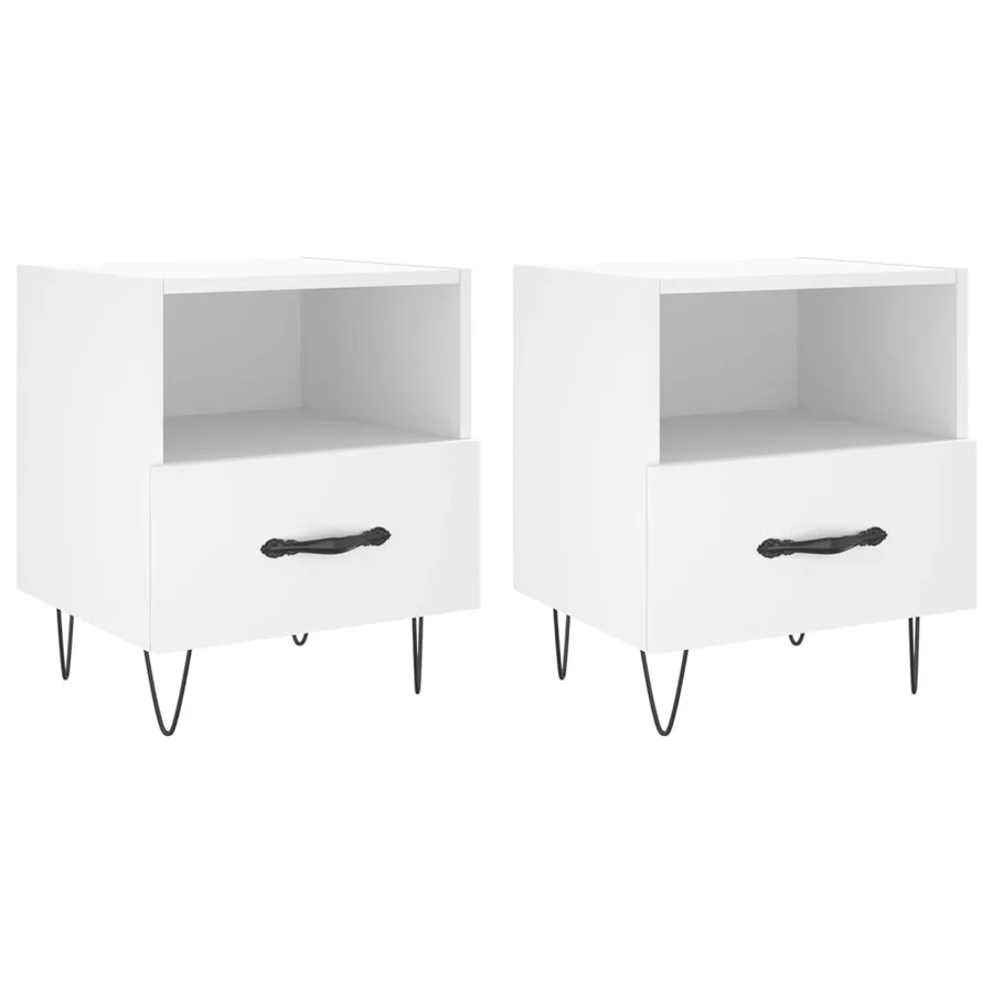 Tables de chevet 2 pcs blanc 40x35x47,5 cm bois d’ingénierie - 2