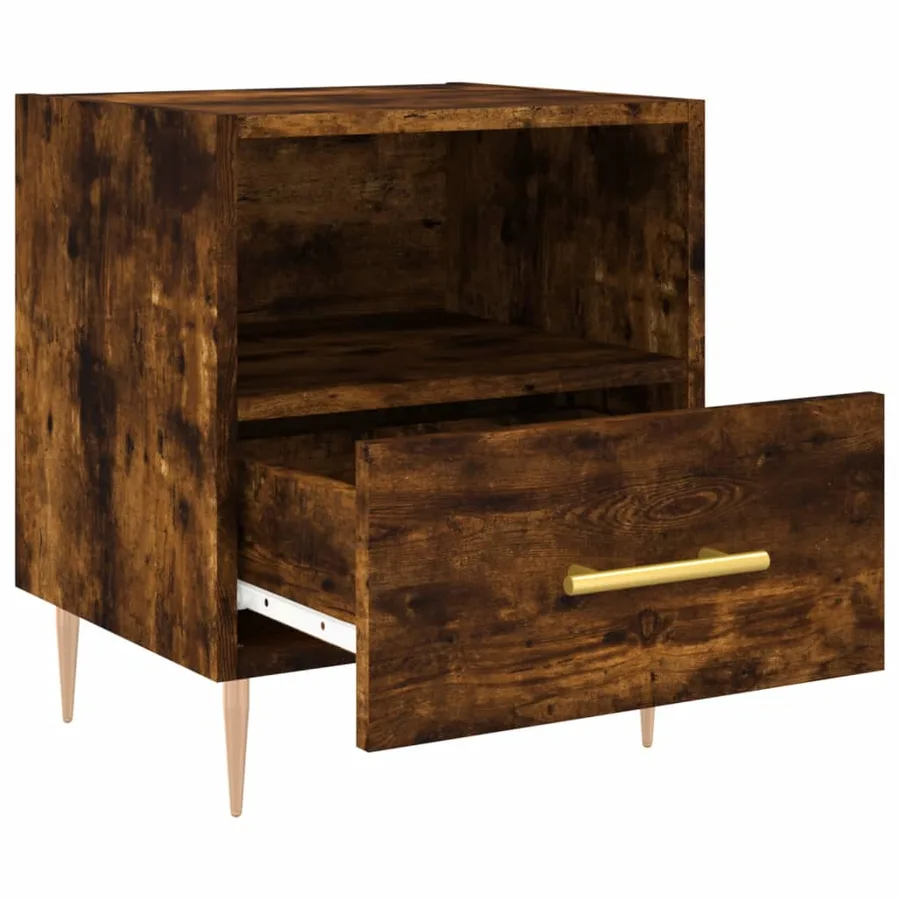 Table de chevet chêne fumé 40x35x47,5 cm bois d’ingénierie - 3