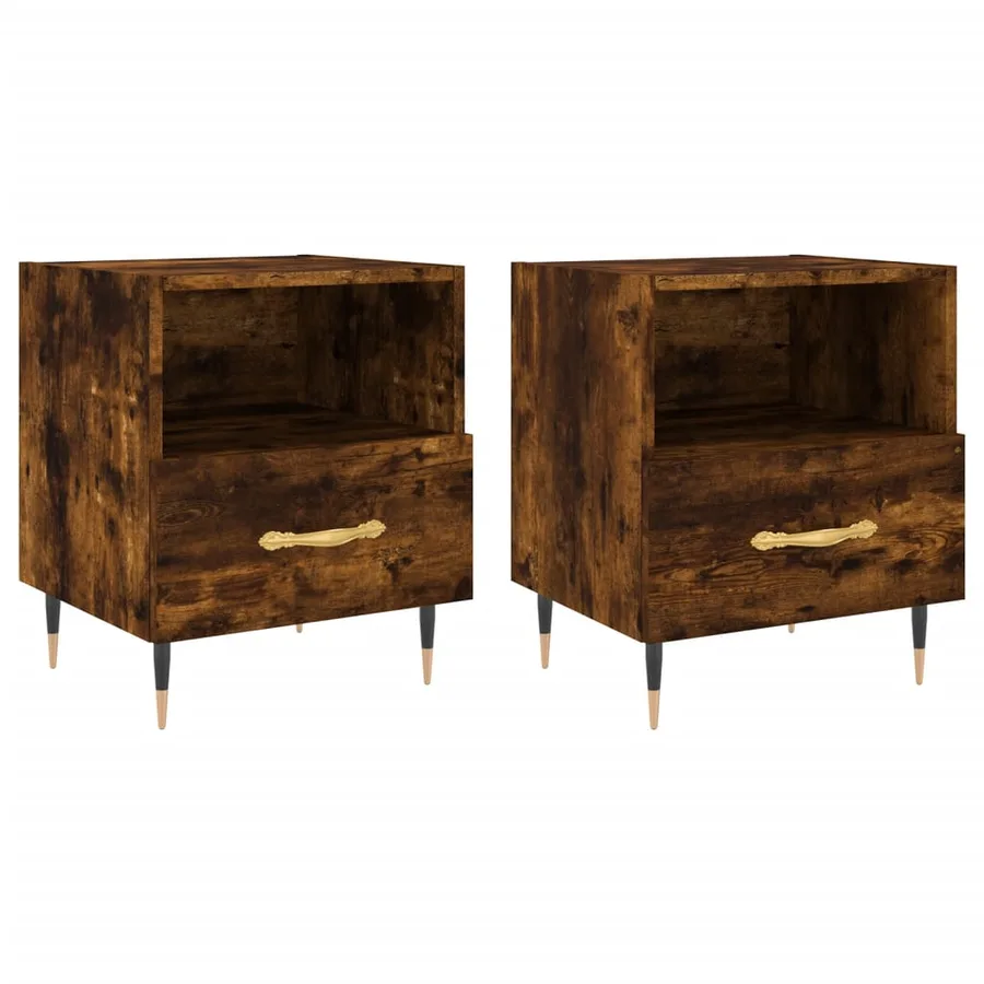 Tables de chevet 2pcs chêne fumé 40x35x47,5cm bois d’ingénierie - 2