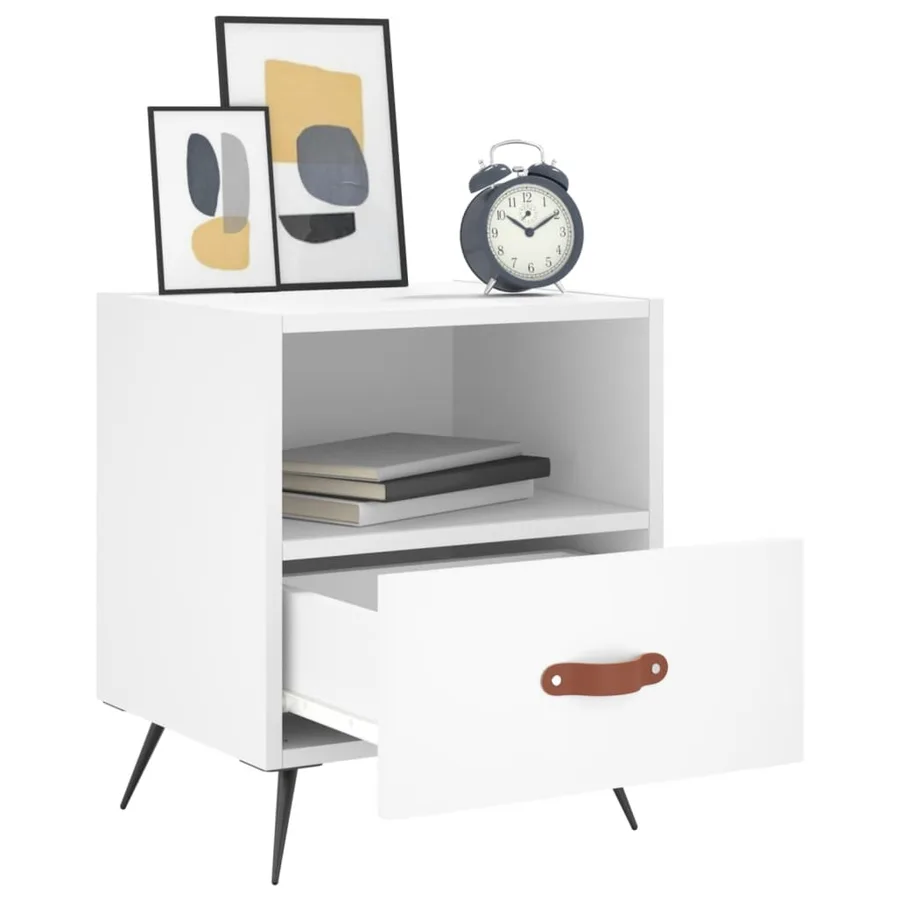 Tables de chevet 2 pcs blanc 40x35x47,5 cm bois d’ingénierie - 4