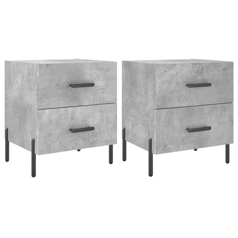 Tables de chevet 2pcs gris béton 40x35x47,5cm bois d’ingénierie - 2