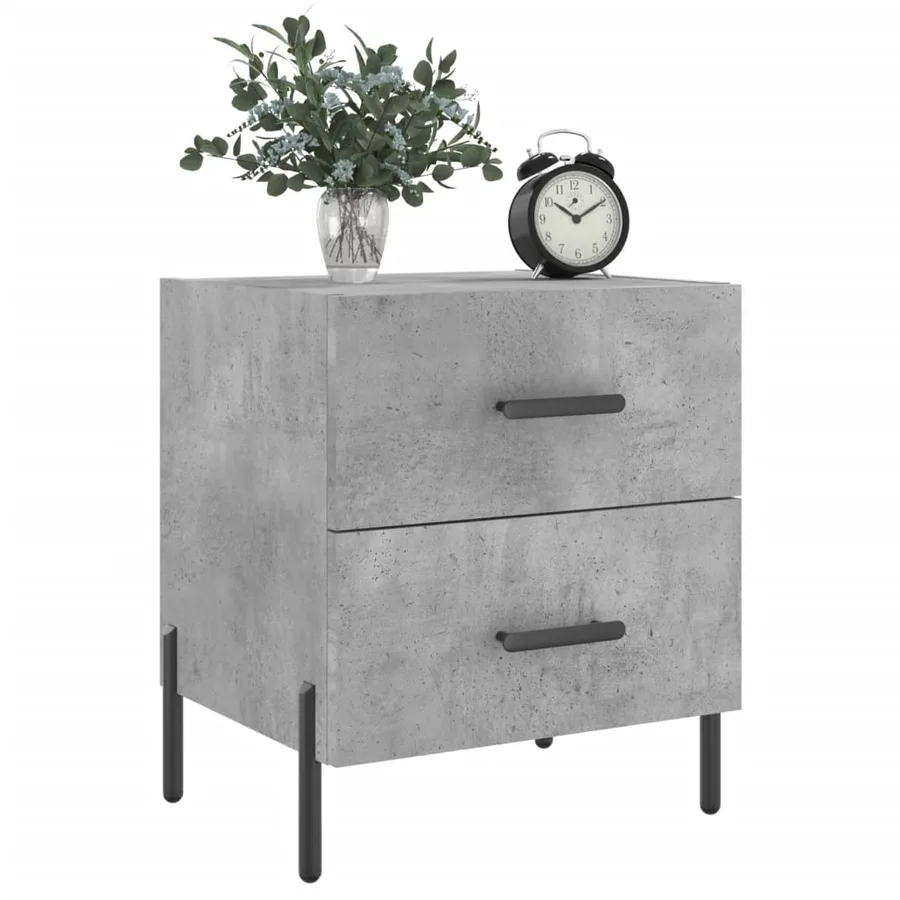 Tables de chevet 2pcs gris béton 40x35x47,5cm bois d’ingénierie - 3
