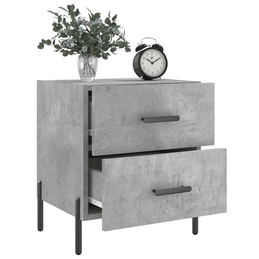 Tables de chevet 2pcs gris béton 40x35x47,5cm bois d’ingénierie - 4