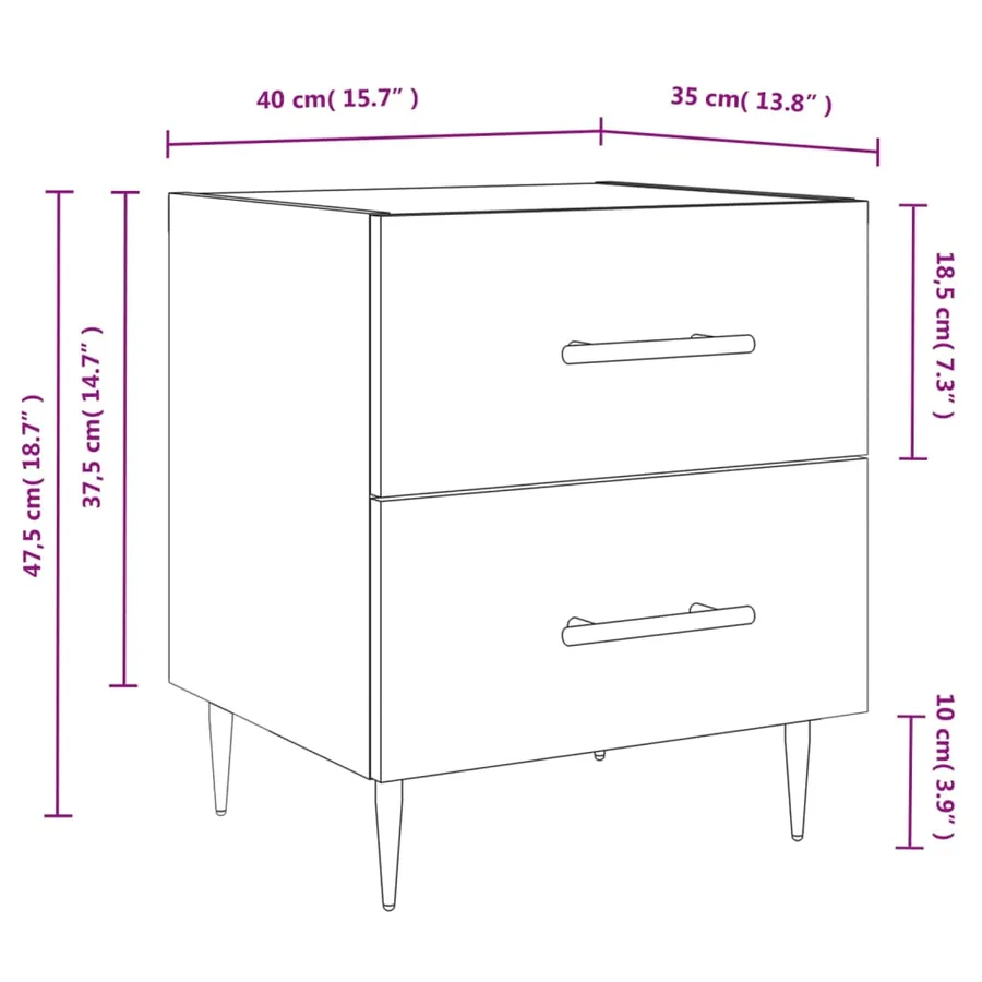 Table de chevet sonoma gris 40x35x47,5 cm bois d’ingénierie - 12