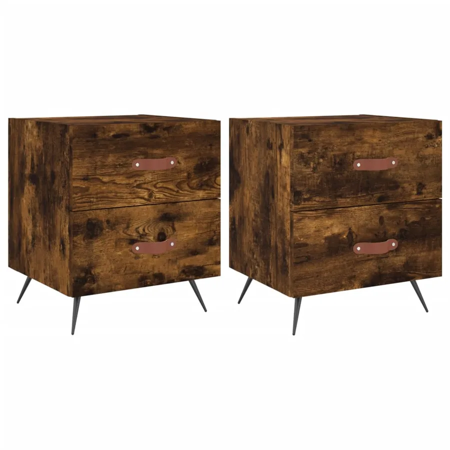 Tables de chevet 2pcs chêne fumé 40x35x47,5cm bois d’ingénierie - 2