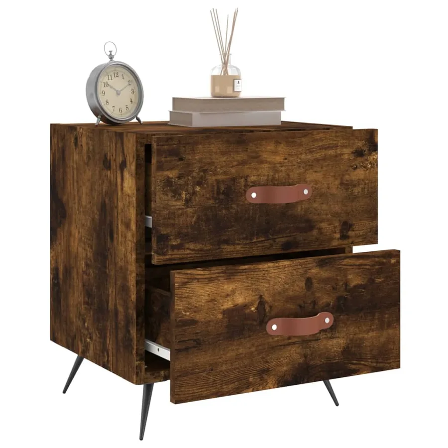 Tables de chevet 2pcs chêne fumé 40x35x47,5cm bois d’ingénierie - 3
