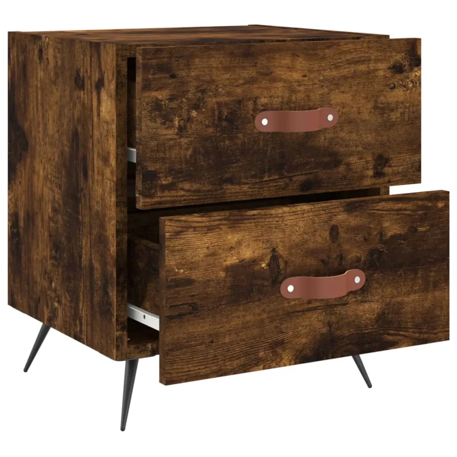Tables de chevet 2pcs chêne fumé 40x35x47,5cm bois d’ingénierie - 8