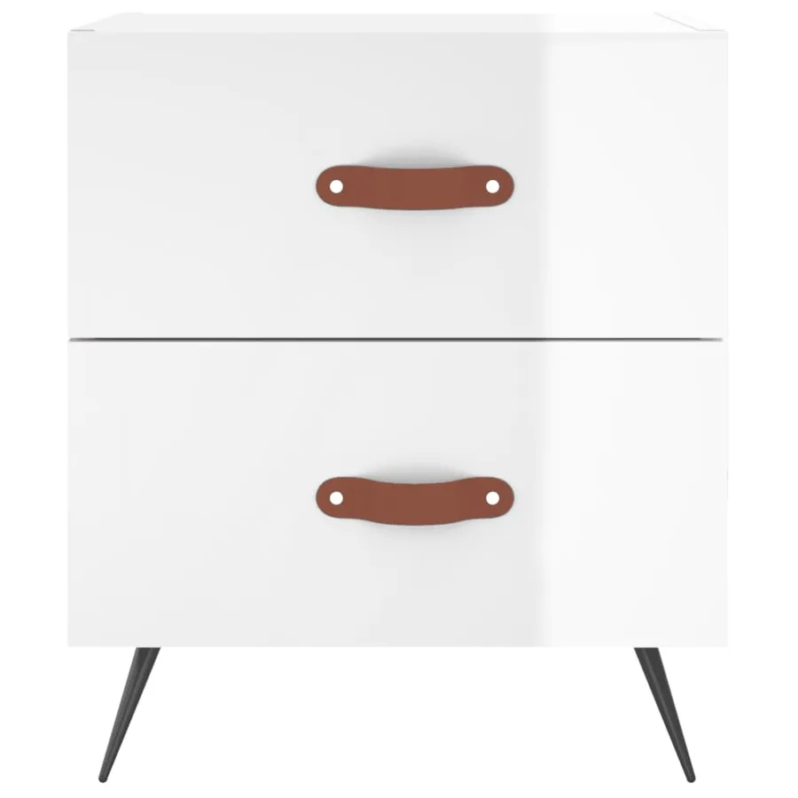 Table de chevet blanc brillant 40x35x47,5 cm bois d’ingénierie - 4