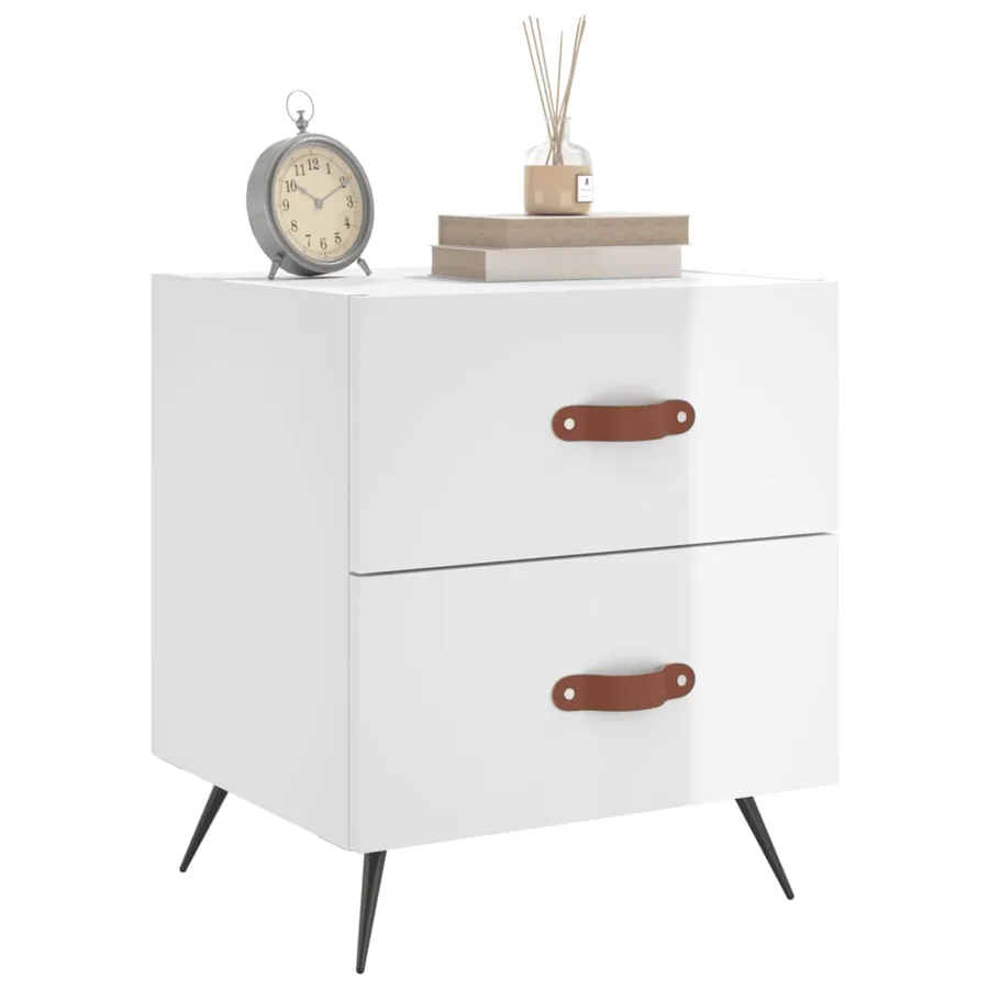 Table de chevet blanc brillant 40x35x47,5 cm bois d’ingénierie - 8
