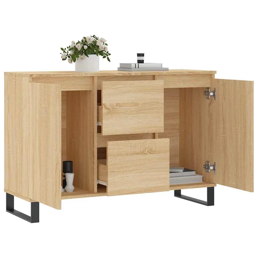 Buffet chêne sonoma 101,5x35x70 cm bois d'ingénierie - 4