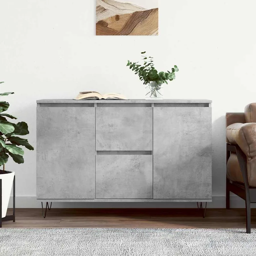 Buffet gris béton 101,5x35x70 cm bois d'ingénierie