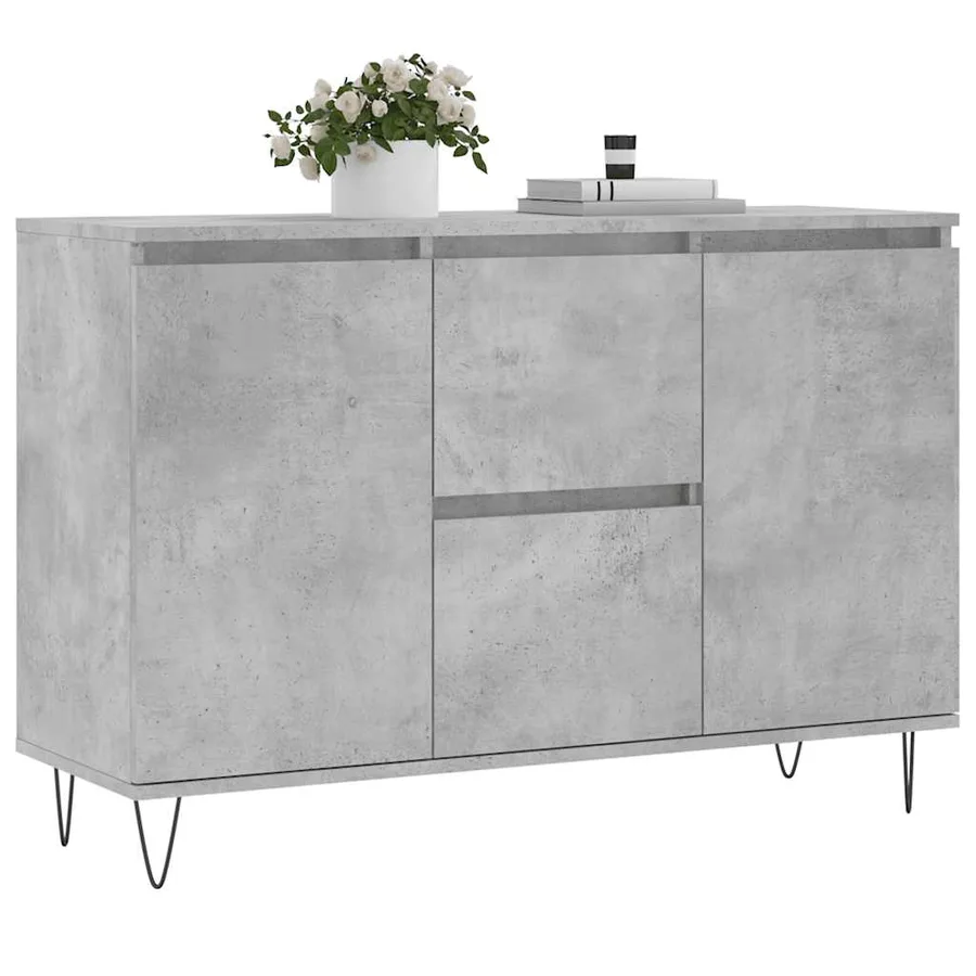 Buffet gris béton 101,5x35x70 cm bois d'ingénierie - 3
