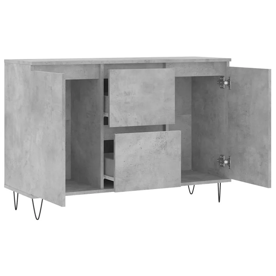 Buffet gris béton 101,5x35x70 cm bois d'ingénierie - 6