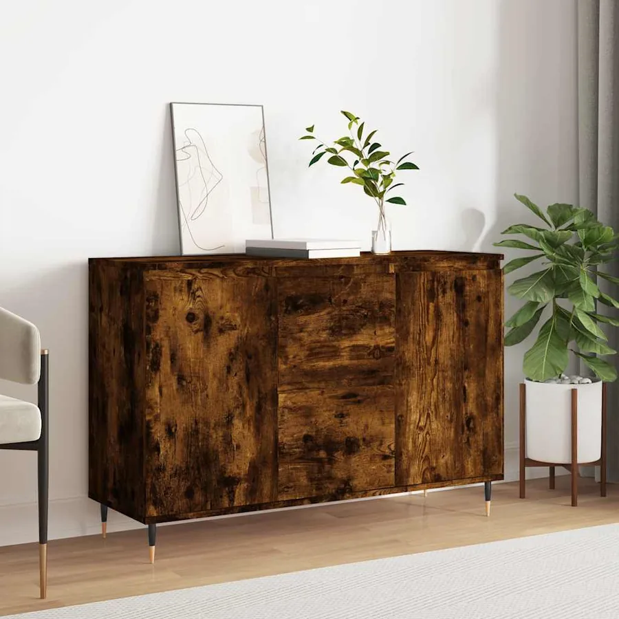 Buffet chêne fumé 101,5x35x70 cm bois d'ingénierie