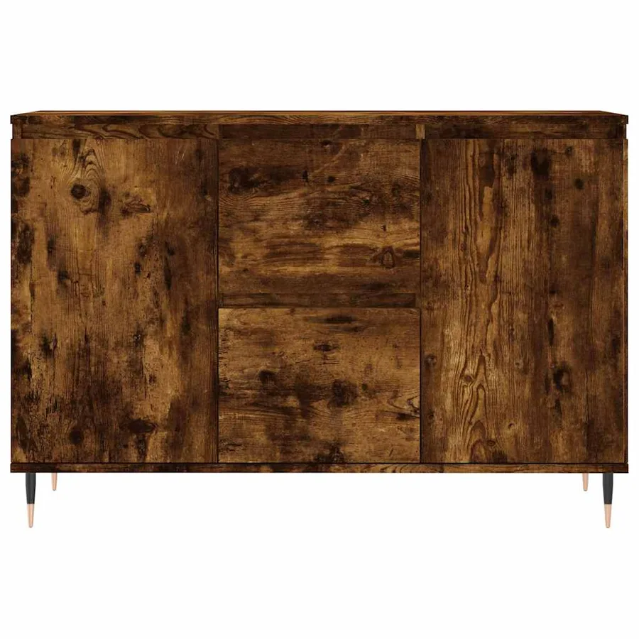 Buffet chêne fumé 101,5x35x70 cm bois d'ingénierie - 5