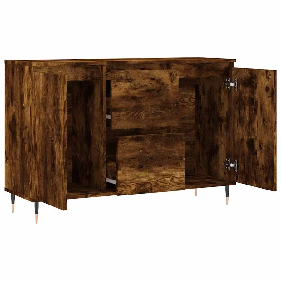 Buffet chêne fumé 101,5x35x70 cm bois d'ingénierie - 6
