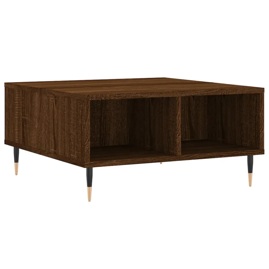 Table basse chêne marron 60x60x30 cm bois d'ingénierie - 2