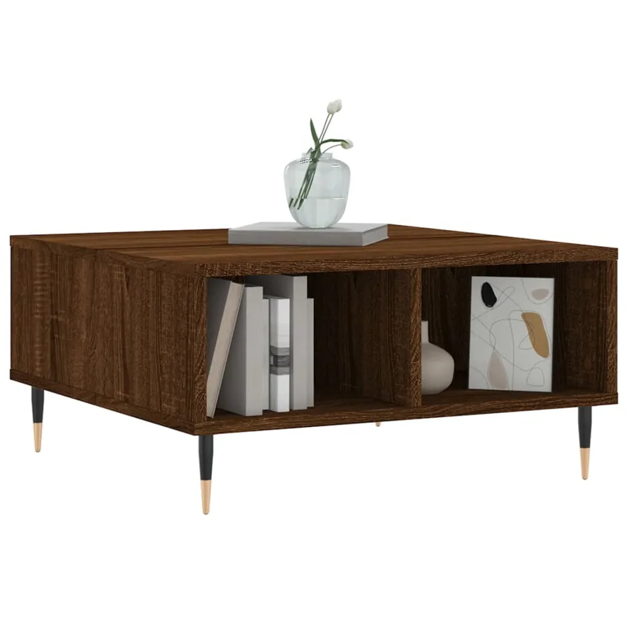 Table basse chêne marron 60x60x30 cm bois d'ingénierie - 3