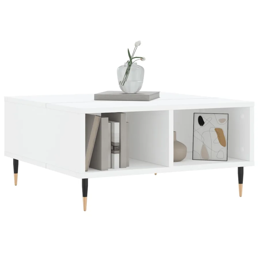 Table basse blanc 60x60x30 cm bois d'ingénierie - 3