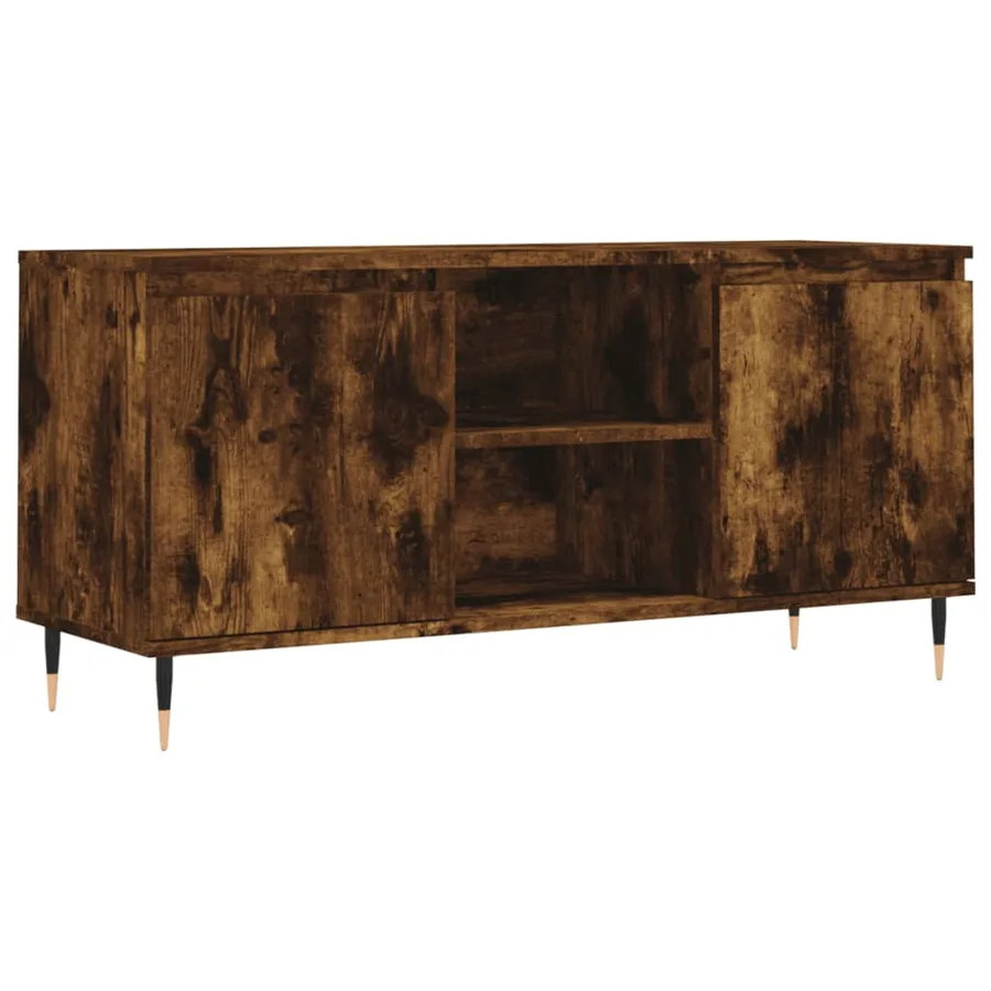 Meuble TV chêne fumé 104x35x50 cm bois d'ingénierie - 2