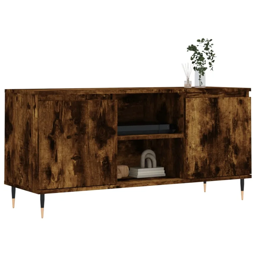 Meuble TV chêne fumé 104x35x50 cm bois d'ingénierie - 3