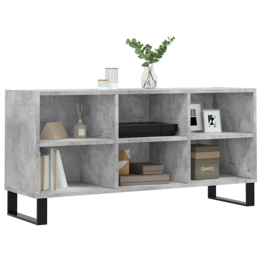 Meuble TV gris béton 103,5x30x50 cm bois d'ingénierie - 3