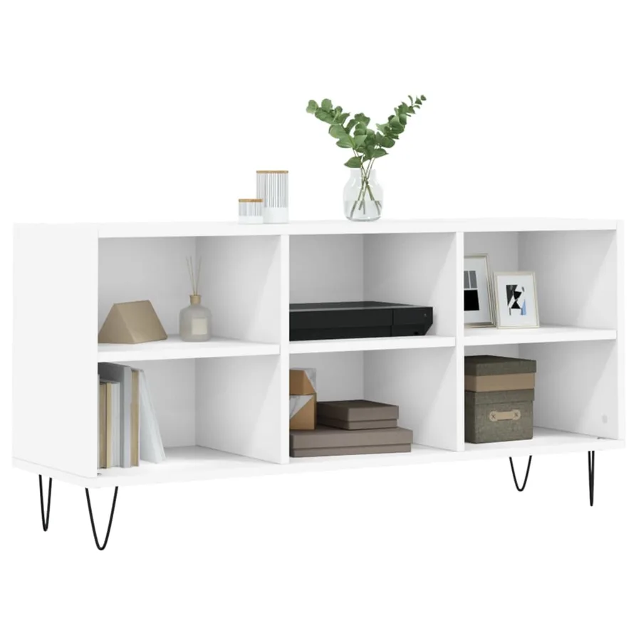 Meuble TV blanc 103,5x30x50 cm bois d'ingénierie - 3