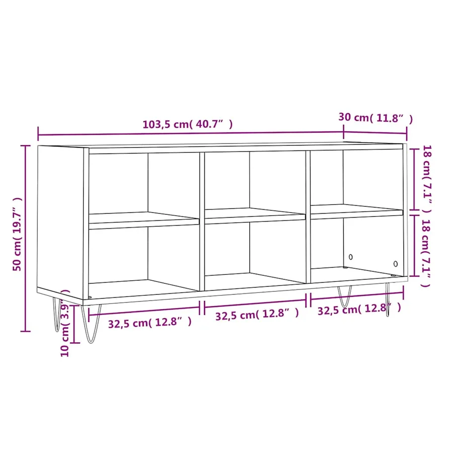 Meuble TV blanc 103,5x30x50 cm bois d'ingénierie - 9