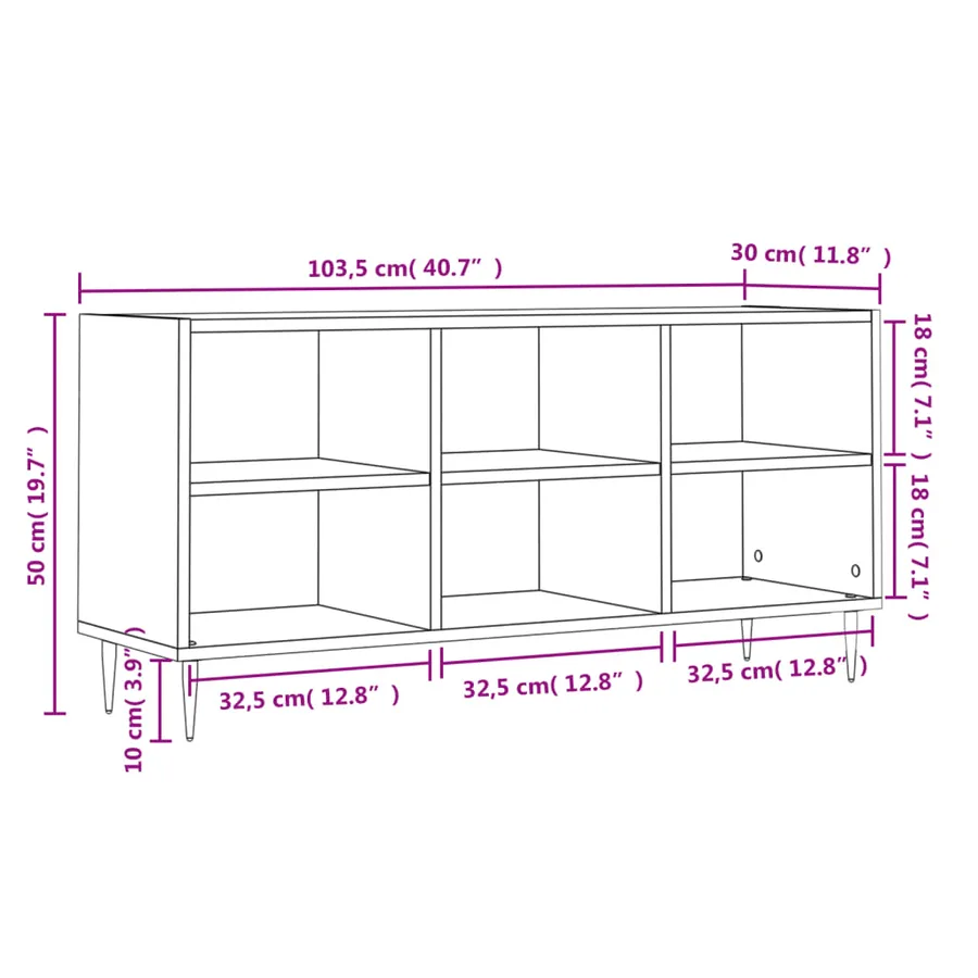 Meuble TV chêne sonoma 103,5x30x50 cm bois d'ingénierie - 9