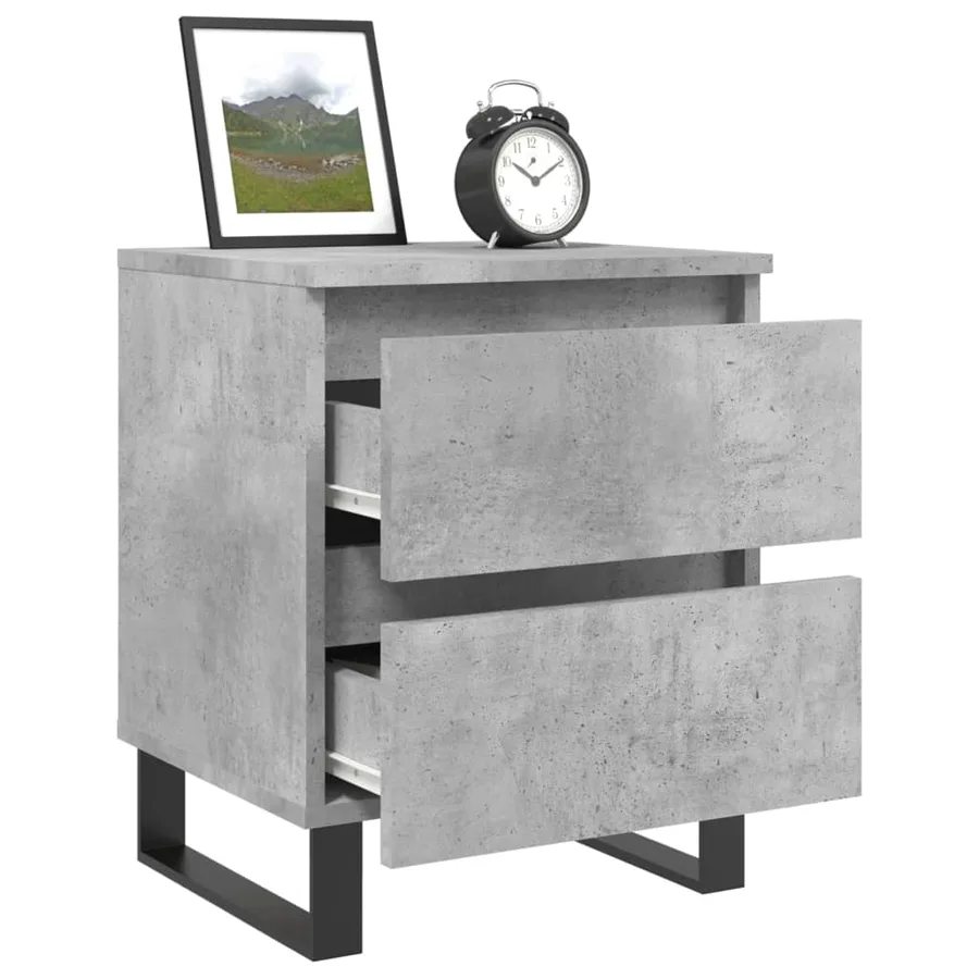 Tables de chevet 2 pcs gris béton 40x35x50 cm bois d’ingénierie - 4